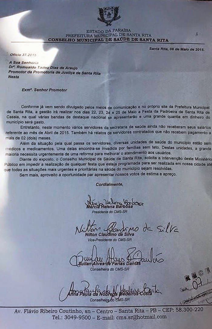 Festa da Padroeira de Santa Rita pode ser cancelada 2 padroeira1