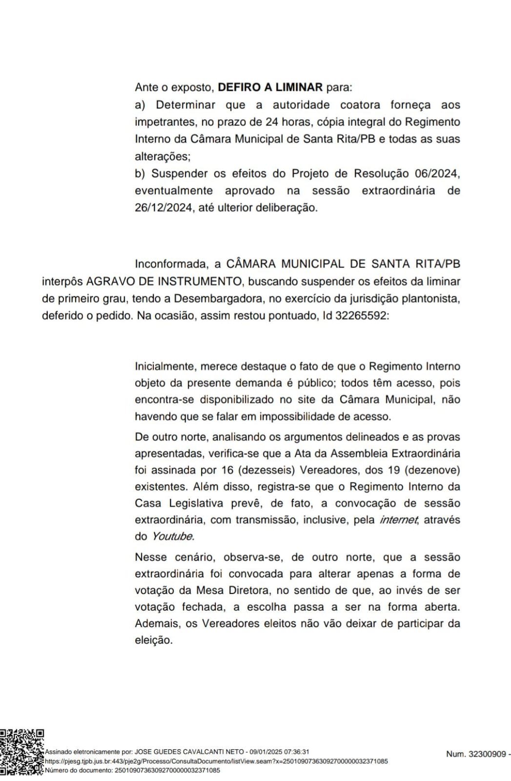 Justiça suspende alteração no regimento interno e destrava eleição na Câmara de Santa Rita 5 IMG 20250109 WA0286