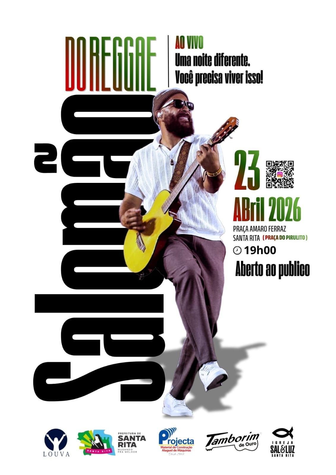 Show gospel ao ar livre promete movimentar Santa Rita com Salomão do Reggae