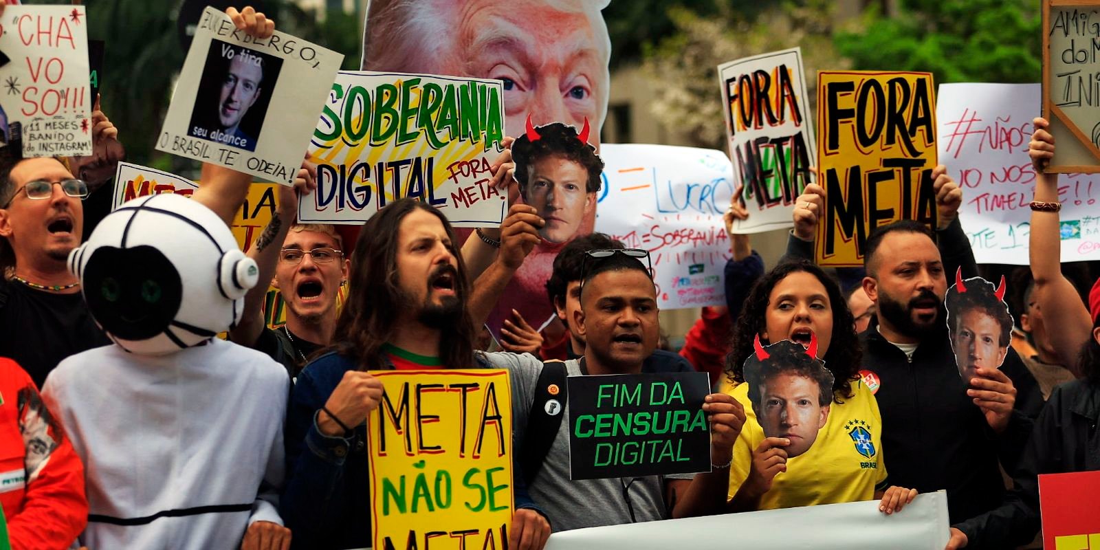 Ato em São Paulo cobra neutralidade da Meta nas eleições Ato em São Paulo cobra neutralidade da Meta nas eleições