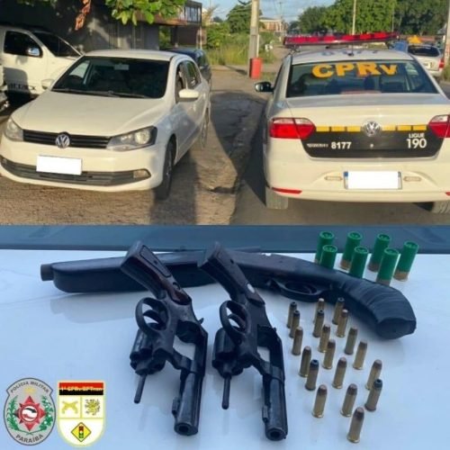 POLÍCIA MILITAR PRENDE INDIVÍDUOS COM TRÊS ARMAS DE FOGO E MUNIÇÕES NA RODOVIA ESTADUAL PB-004, EM SANTA RITA