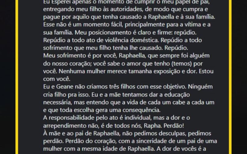 Após prisão de João Lima, Cicinho Lima emite mensagem direcionada a Raphaella e família: “Estou com você… ninguém cria filho para isso”