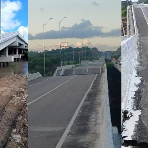 Trecho de ponte sobre o Rio Paraíba desaba na BR-101, em Santa Rita