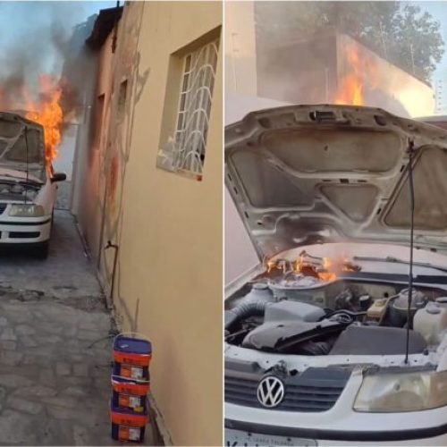 Lamentável: Mais um carro do locutor patoense Rafael Pressão pega fogo na garagem de casa, em uma semana.