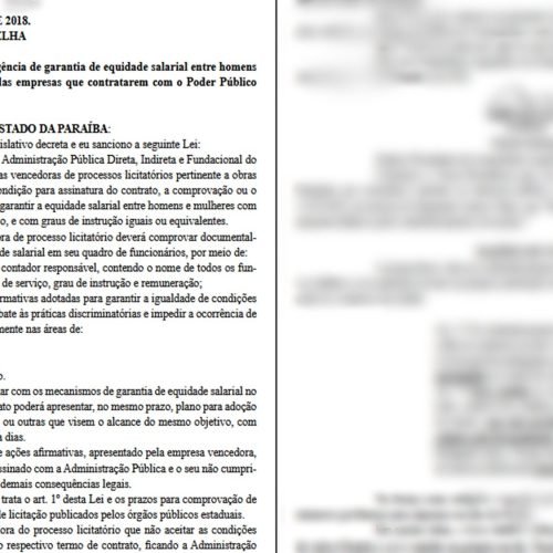 Lei que exige equidade salarial entre homens e mulheres é publicada no DOE da Paraíba