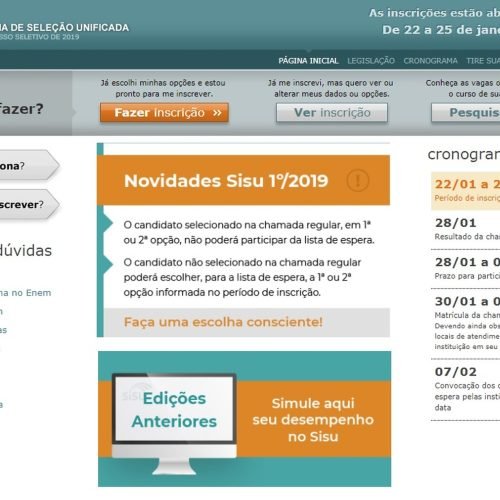 Começam hoje as inscrições para o Sisu 2019